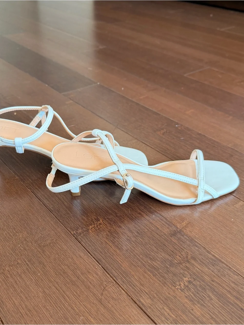 LOFT White Strappy T‑Bar Kitten Heel Sandals - Picture 5 of 6